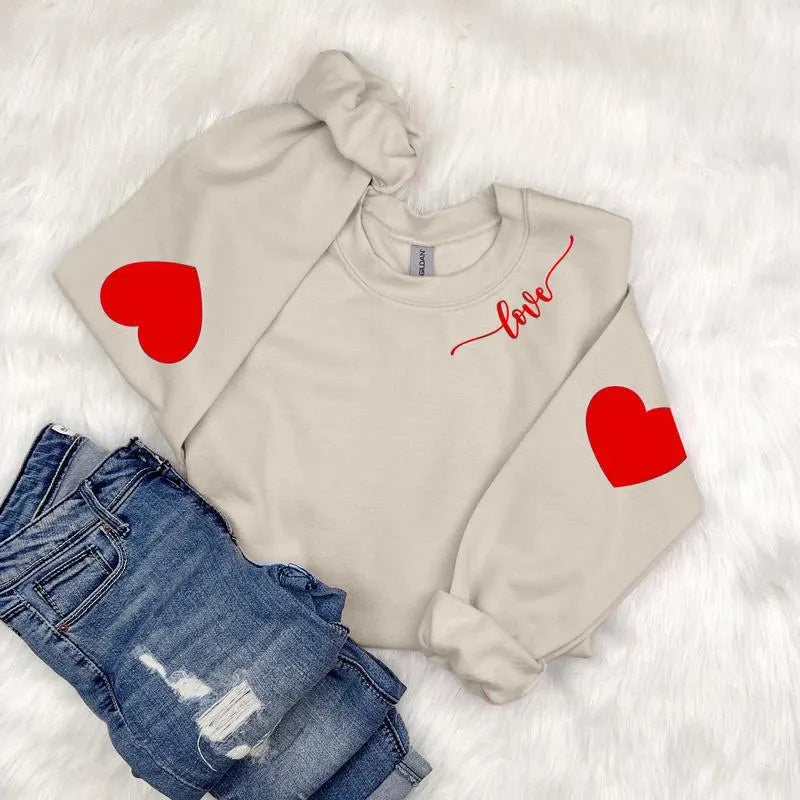 Damen Sweatshirt mit Herzen-Design und lässigem Schnitt