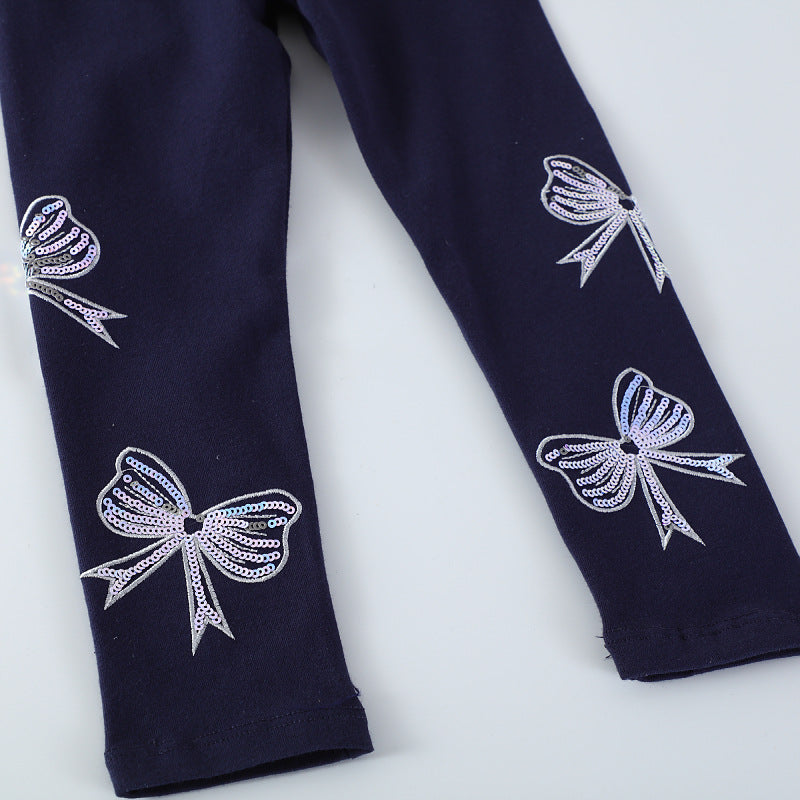 Mädchen Leggings mit bunten Schleifen-Applikationen Drune