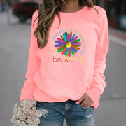 Damen Sweatshirt mit buntem motivierendem Blumen-Design und weicher Innenseite