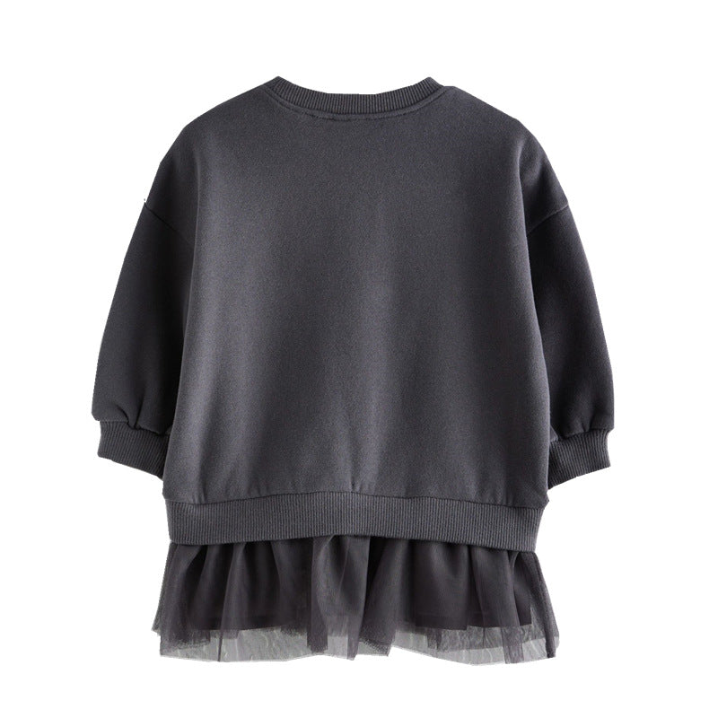 Mädchen Sweatshirt mit Tüllunterrock und tierischen Applikationen Drune