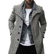 Herren eleganter Karomantel mit doppelter Knopfleiste und hochwertigem Innenfutter Aliams