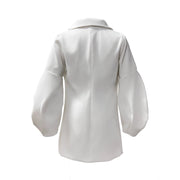 Damen eleganter Doppelreihiger Blazer-Kleid mit voluminösen Ärmeln