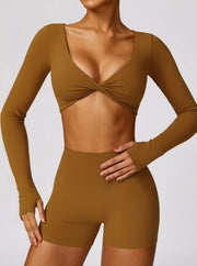 Athlina | Nahtloses Langarm-Crop-Top für Sport & Freizeit