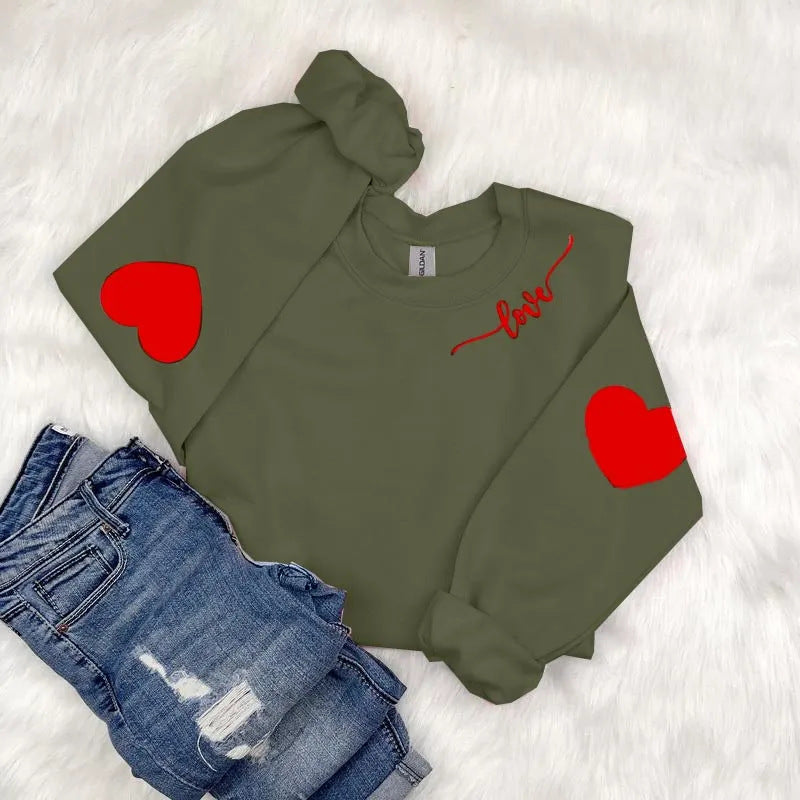 Damen Sweatshirt mit Herzen-Design und lässigem Schnitt
