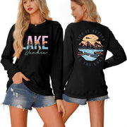 Damen Langarmshirt mit kreativem Lake-Motiv und lässiger Passform