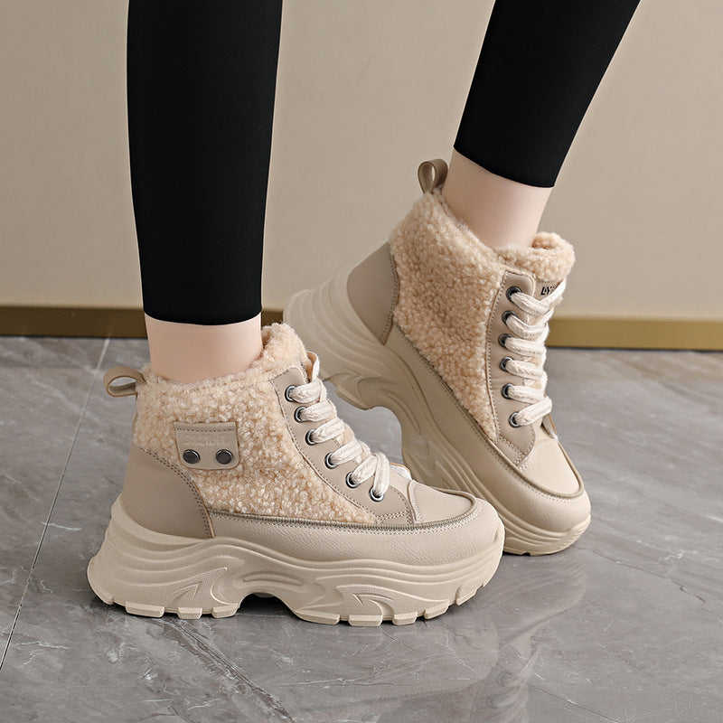 Damen Winterliche High-Top Sneaker mit kuscheligem Fleece-Futter und rutschfester Sohle
