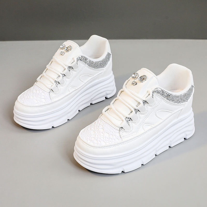 Damen Sportliche Plattform Sneakers mit Glitzer-Details und ergonomischer Dämpfung