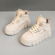 Damen High-Top Sneakers mit kuscheligem Fleece-Innenfutter und trendiger Plateausohle