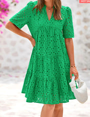 Damen Sommerkleid mit luftigen Lochmuster von Heidi-Mode