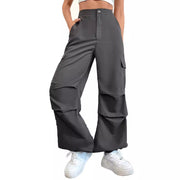 Damen Cargo-Hose mit hohem Bund und seitlichen Taschen