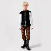 Unisex nan mittelalterliches Kinderkostüm Set mit Samtweste, geraffter Pluderhose und Renaissance-Details Drune