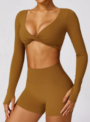 Athlina | Nahtloses Langarm-Crop-Top für Sport & Freizeit