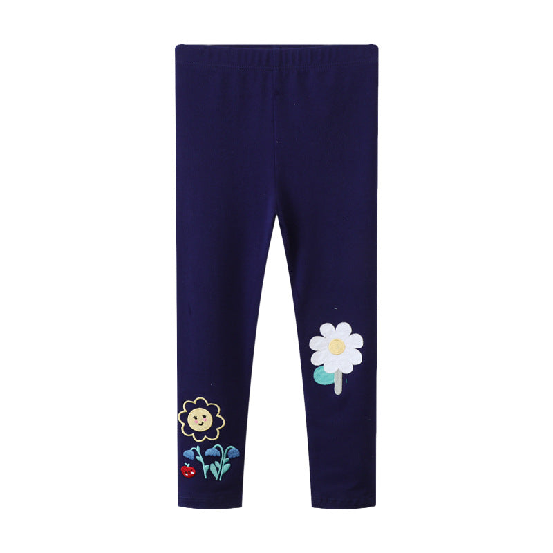 Mädchen Leggings mit verspielter Blumenapplikation Drune