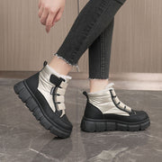 Damen gefütterte Winterstiefel mit robustem Gummi-Profil und verstellbarem Klettverschluss
