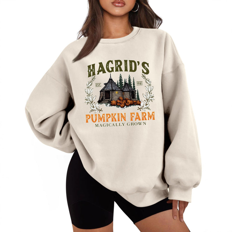 Damen Sweatshirt mit gemütlichem Rundhalsausschnitt und herbstlichem Kürbis-Motiv