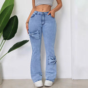Damen ausgestellte Jeans mit dekorativen Schleifen