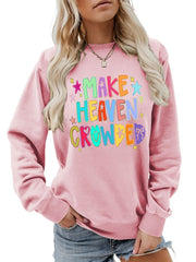 Damen Sweatshirt mit buntem Motiv und verspieltem Schriftzug