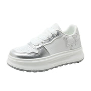 Damen Sportliche Plateau-Sneaker mit glänzenden Akzenten und komfortabler Dämpfung