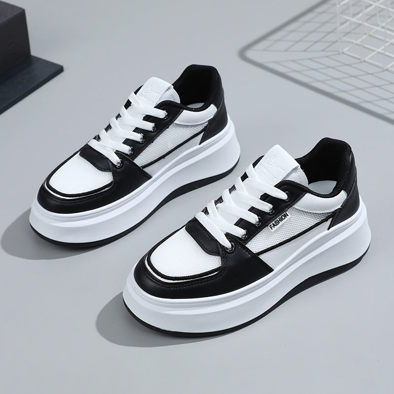 Damen modische Plateau Sneakers mit atmungsaktivem Netzmaterial und schockabsorbierender Sohle