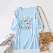 Damen lässiges Sommerblusenshirt mit floralem Druck