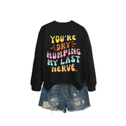 Damen Sweatshirt mit fröhlichem Comic-Slogan und lässigem Schnitt