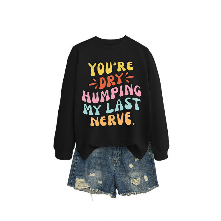 Damen Sweatshirt mit fröhlichem Comic-Slogan und lässigem Schnitt