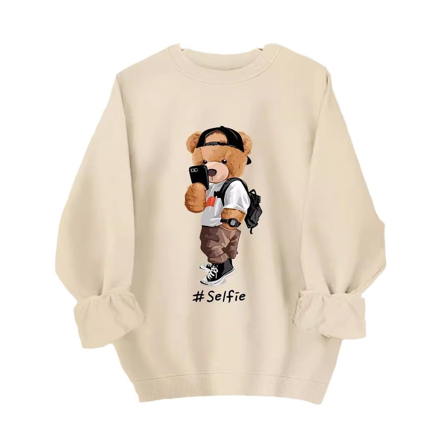 Damen Sweatshirt mit künstlerischem Bärendesign und lässigem Schnitt