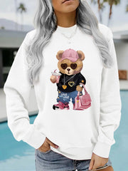 Damen Sweatshirt mit einzigartigem Cartoon-Bären-Motiv und modischem Schriftzug