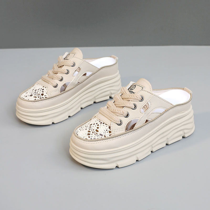 Damen Sportliche Plateau-Sneaker mit atmungsaktiver Mesh-Oberfläche