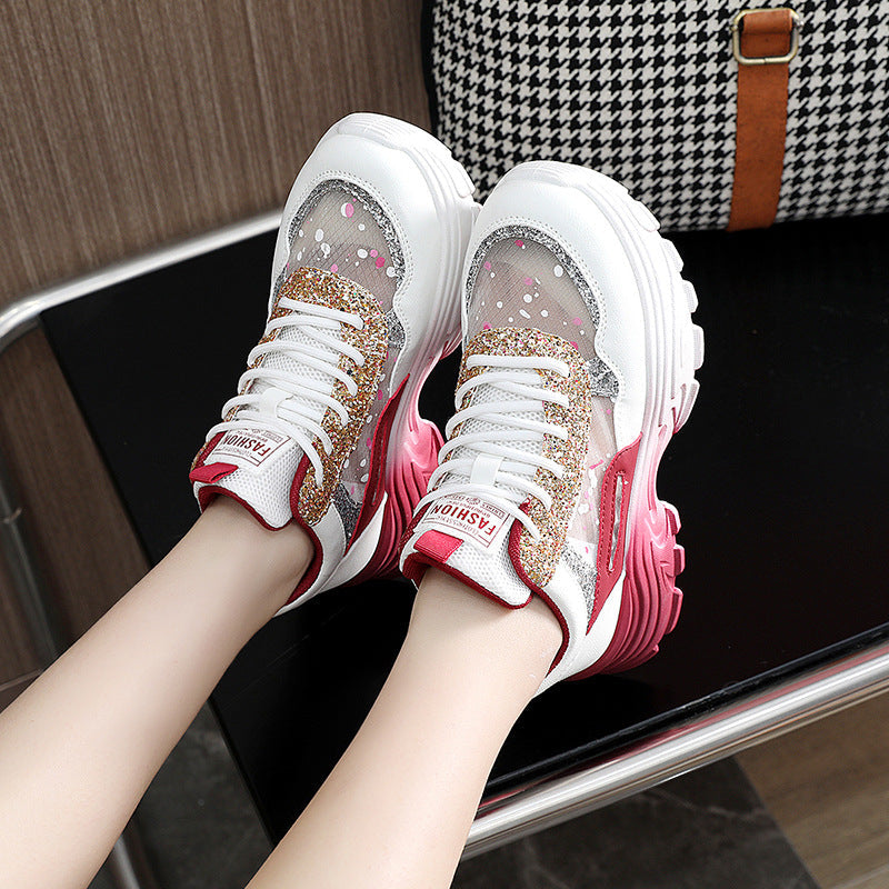 Damen Sportliche Sneakers mit schimmernden Akzenten und bequemer Dämpfung
