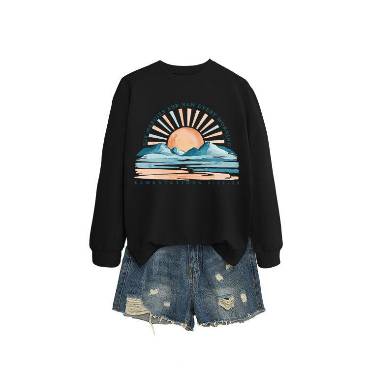 Damen Sweatshirt mit inspirierendem Sonnenaufgangsdesign und lässigem Schnitt