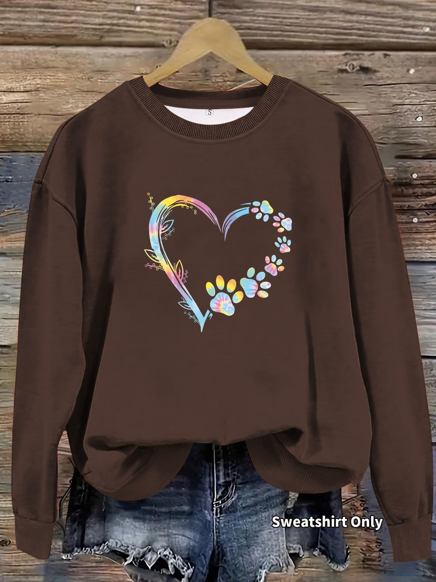 Damen Sweatshirt mit floralem Herzdesign und bequemer Passform