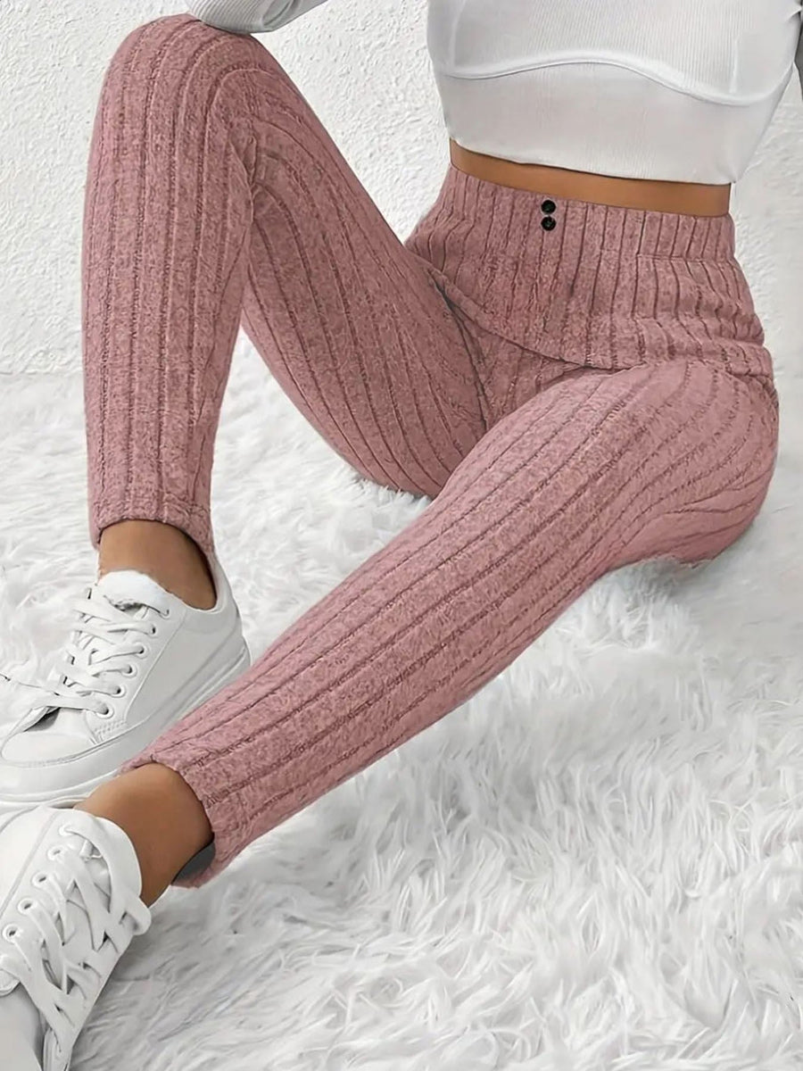 Damen Hochtaillierte Rippstrickleggings