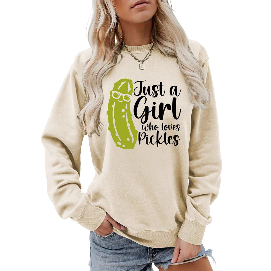 Damen Sweatshirt mit humorvollem Gurkenmotiv und lässigem Schnitt