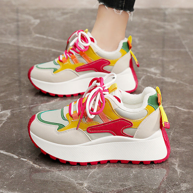 Damen modische High-Top Sneakers mit flauschigem Innenfutter und rutschfester Sohle