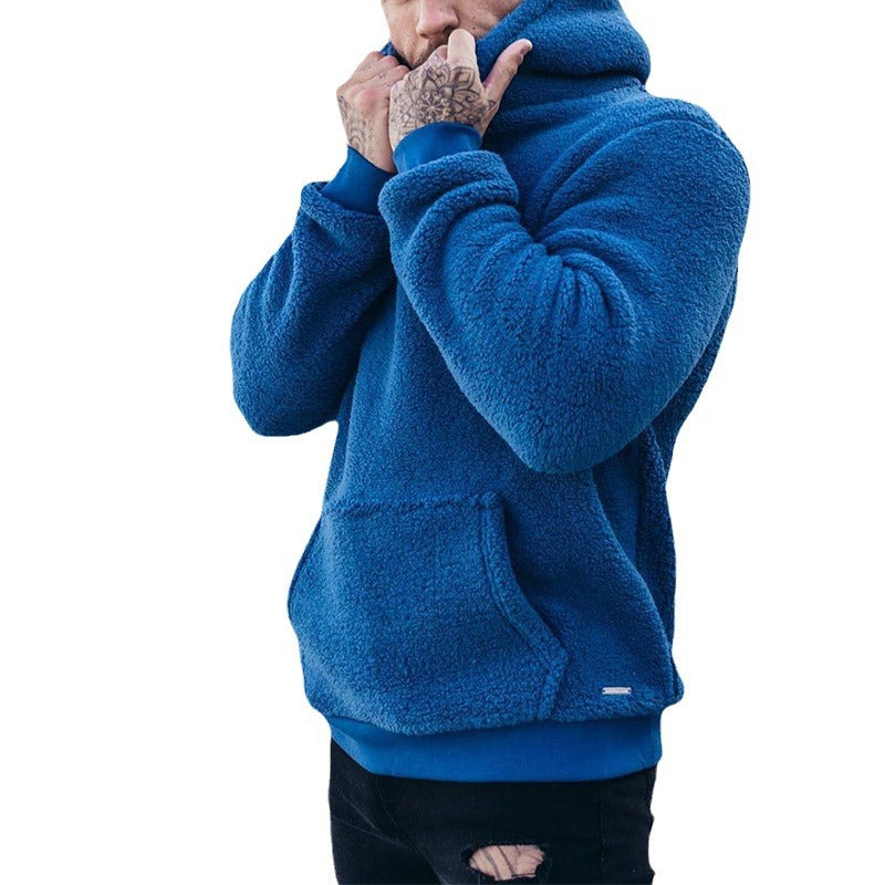 Herren kuscheliger Fleece-Pullover mit praktischem Kängurutasche Aliams