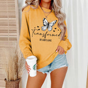 Damen Sweatshirt mit künstlerischem Schmetterlingsmotiv und inspirierendem Schriftzug
