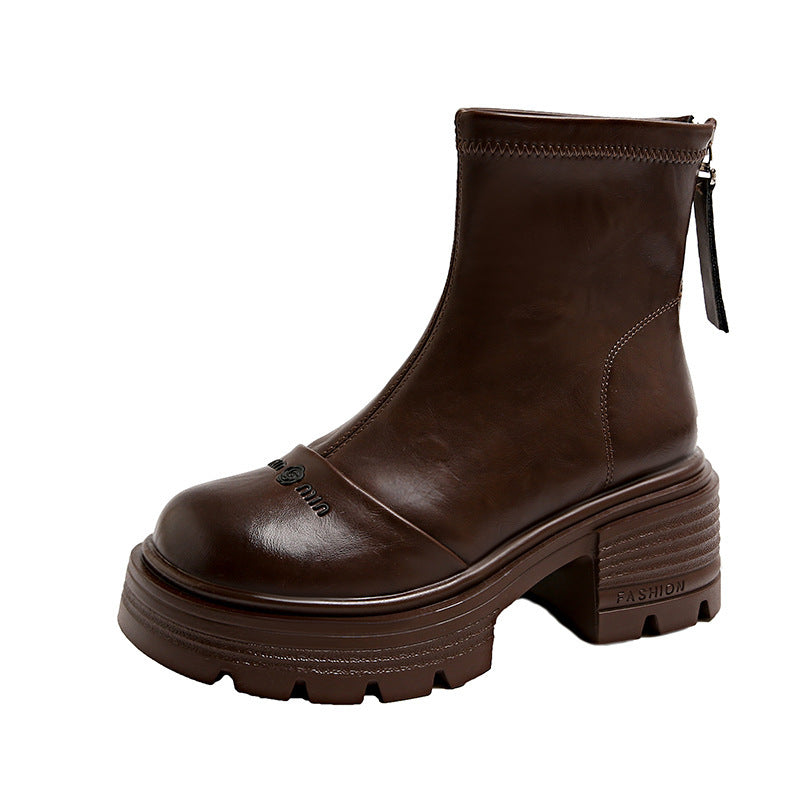 Damen Stiefeletten mit robustem Blockabsatz und modernem Reißverschluss