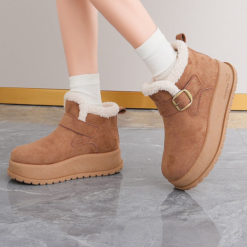 Damen Winterstiefel mit hochwertigem Fleece-Innenfutter und modischer Schnalle