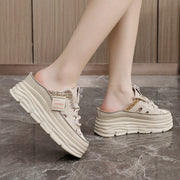 Damen Plateauschlüpfschuhe mit modischem Glitzer-Design