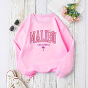 Damen Sweatshirt mit beschwingtem Malibu Schriftzug und lässigem Schnitt