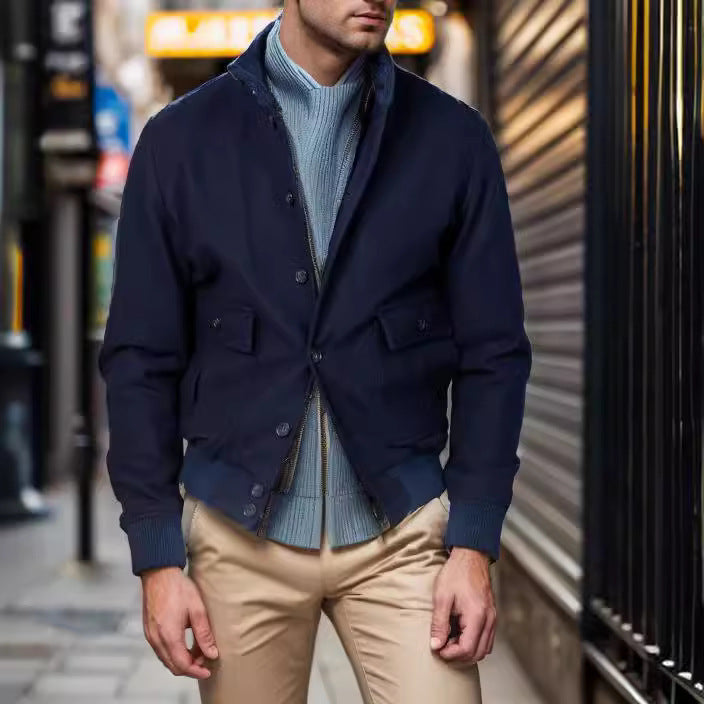 Herren modische Chino-Jacke mit praktischen Taschen Aliams