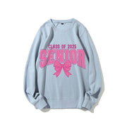 Damen Sweatshirt mit Abschlussjahr und dekorativem Schleifendesign