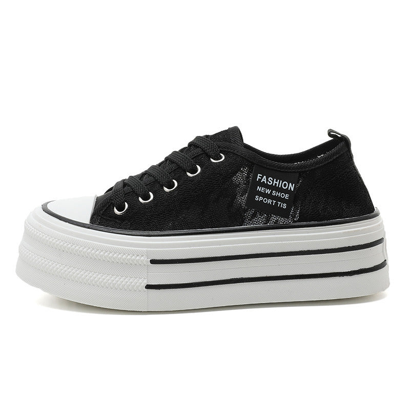 Damen modische Plateau-Sneaker mit strapazierfähigem Obermaterial und dämpfender Laufsohle