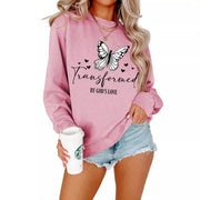 Damen Sweatshirt mit künstlerischem Schmetterlingsmotiv und inspirierendem Schriftzug
