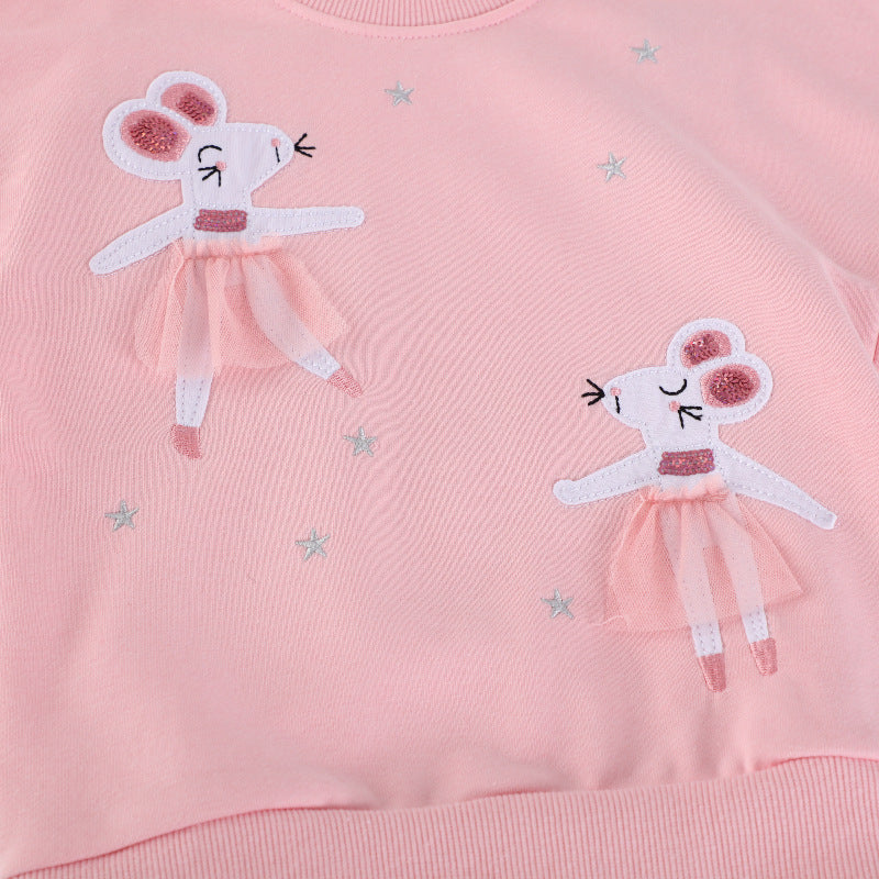 Mädchen Sweatshirt mit Tüllrock und niedlicher Tierstickerei Drune