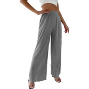 Damen elegante Plissee-Hose mit weitem Bein und elastischem Bund Heidi-Mode