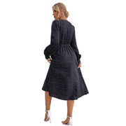 Damen elegantes Maxikleid mit V-Ausschnitt und voluminösen Ärmeln
