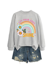 Damen Sweatshirt mit buntem Farbverlauf und floralem Grafikdesign