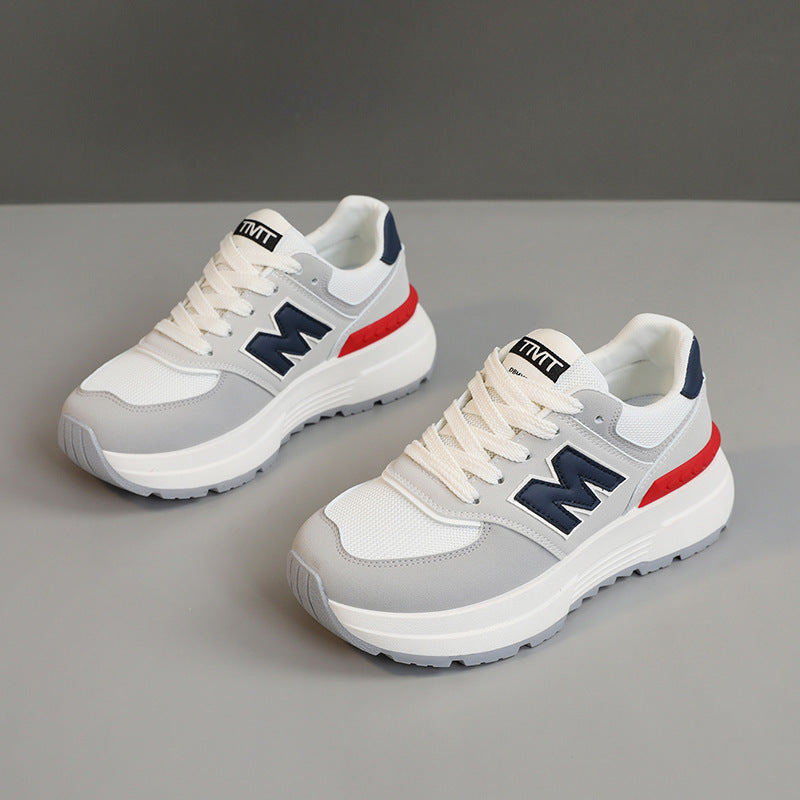 Damen Komfortable und modische Sneaker mit dicker Laufsohle